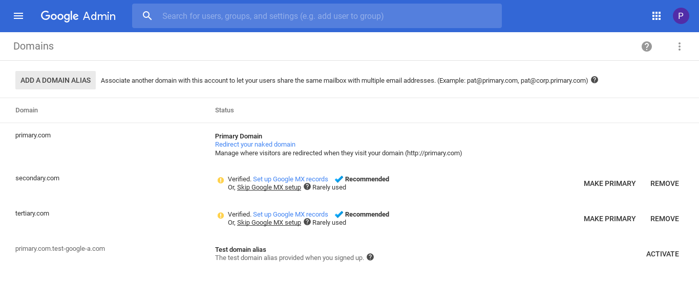 Changing the Primary Domain Name Tutorial in G Suite Standard Edition